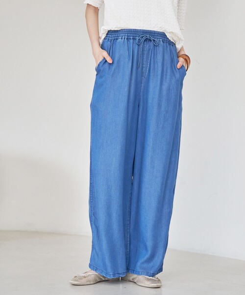 coen(コーエン)の「ライトデニムイージーワイドパンツ(デニムパンツ・レディース・ブラック/コバルトブルー・M/L)」の7枚目の写真
