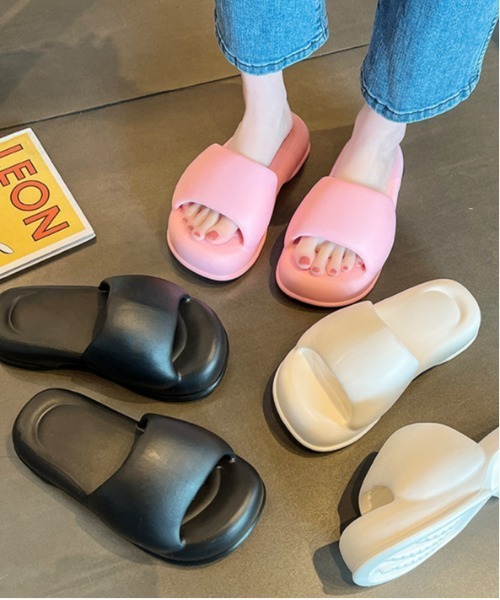 WEGO(ウィゴー)の「WEGO/コロンとラウンド厚底サンダル/スリッパ(サンダル・レディース・ピンク/ブラック/ホワイト・MEDIUM/LARGE)」の9枚目の写真