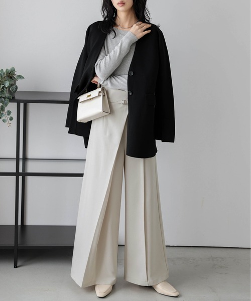 Lajour(ラジュール)の「日本製 ラップデザインパンツ(その他パンツ・レディース・アイボリー/ブラック/ネイビー・L/M)」の13枚目の写真
