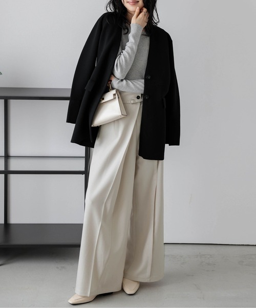 Lajour(ラジュール)の「日本製 ラップデザインパンツ(その他パンツ・レディース・アイボリー/ブラック/ネイビー・L/M)」の12枚目の写真