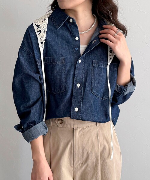 fredy emue（フレディエミュ）の「デニムBASICシャツ（シャツ/ブラウス・レディース・ネイビー/ブルー・38）」の20枚目の写真