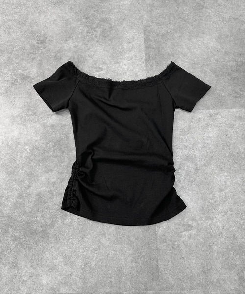 jiasecond.(ジアセカンド)の「【jiasecond.】レースマフラー付きオープンネックトップス / カットソー Tシャツ バレエコア ガーリー タイ付き ボウタイ 半袖 ブラック ホワイト チャコール ZOZOTOWN限定(Tシャツ/カットソー・レディース・ホワイト/ブラック/チャコールグレー・FREE)」の10枚目の写真