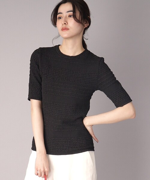 DRESSTERIOR（ドレステリア）の「【洗える/伸縮性】フリルジャージTシャツ（Tシャツ/カットソー・レディース・ブラウン系その他/ブラック/ホワイト・38/36/34）」の18枚目の写真