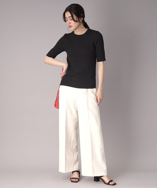 DRESSTERIOR（ドレステリア）の「【洗える/伸縮性】フリルジャージTシャツ（Tシャツ/カットソー・レディース・ブラウン系その他/ブラック/ホワイト・38/36/34）」の20枚目の写真