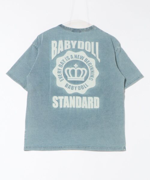 BABYDOLL（ベビードール）の「【綿100％】 親子お揃い 抜染Tシャツ 0498A（Tシャツ/カットソー・メンズ・ターコイズブルー/ブラック・S/M/L/XL）」の3枚目の写真
