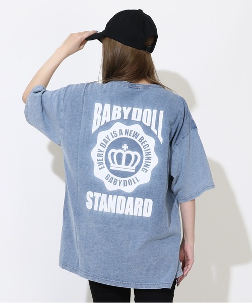 BABYDOLL（ベビードール）の「【綿100％】 親子お揃い 抜染Tシャツ 0498A（Tシャツ/カットソー・メンズ・ターコイズブルー/ブラック・S/M/L/XL）」の2枚目の写真