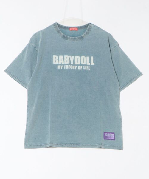 BABYDOLL（ベビードール）の「【綿100％】 親子お揃い 抜染Tシャツ 0498A（Tシャツ/カットソー・メンズ・ターコイズブルー/ブラック・S/M/L/XL）」の4枚目の写真