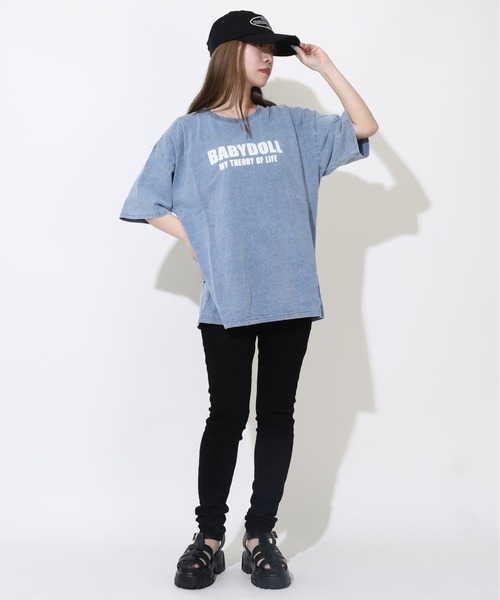 BABYDOLL（ベビードール）の「【綿100％】 親子お揃い 抜染Tシャツ 0498A（Tシャツ/カットソー・メンズ・ターコイズブルー/ブラック・S/M/L/XL）」の5枚目の写真