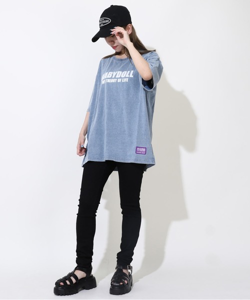 BABYDOLL（ベビードール）の「【綿100％】 親子お揃い 抜染Tシャツ 0498A（Tシャツ/カットソー・メンズ・ターコイズブルー/ブラック・S/M/L/XL）」の6枚目の写真
