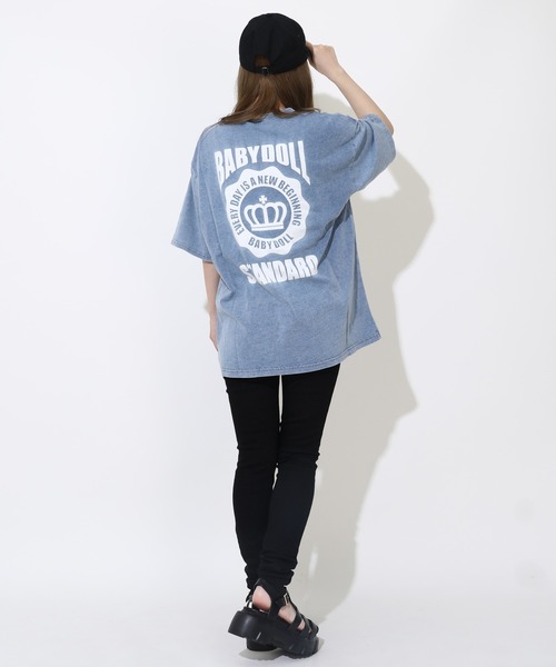 BABYDOLL（ベビードール）の「【綿100％】 親子お揃い 抜染Tシャツ 0498A（Tシャツ/カットソー・メンズ・ターコイズブルー/ブラック・S/M/L/XL）」の7枚目の写真