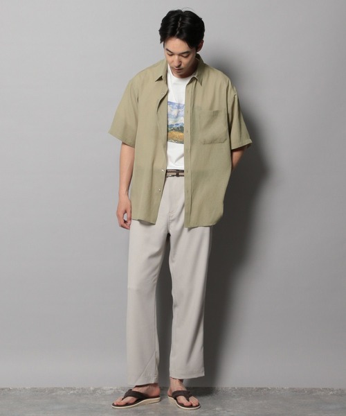 BAYFLOW(ベイフロー)の「【軽量・速乾】シアー半袖シャツ(シャツ/ブラウス・メンズ・ベージュ/ライトブルー/チャコールグレー・MEDIUM/LARGE)」の4枚目の写真