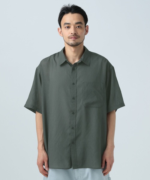 BAYFLOW(ベイフロー)の「【軽量・速乾】シアー半袖シャツ(シャツ/ブラウス・メンズ・ベージュ/ライトブルー/チャコールグレー・MEDIUM/LARGE)」の8枚目の写真