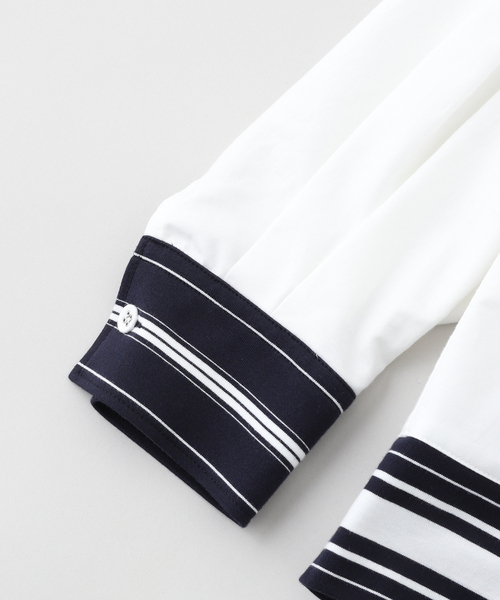 WHITE MOUNTAINEERING（ホワイトマウンテニアリング）の「White Mountaineering WIDE GUSSET SLEEVE BOX STRIPE シャツ（シャツ/ブラウス・メンズ・ホワイト・2/1）」の4枚目の写真