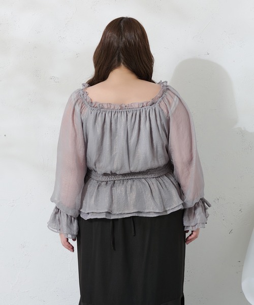 ブラウス シャツ 「大きいサイズ」2Wayラメシフォンシャーリングブラウス レディース 大きいサイズ】2Wayラメシフォンシャーリングブラウス（シャツ