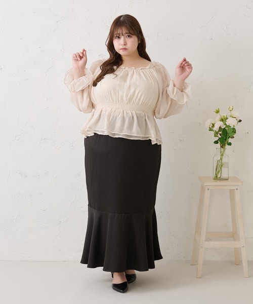 ブラウス シャツ 「大きいサイズ」2Wayラメシフォンシャーリングブラウス レディース 大きいサイズ】2Wayラメシフォンシャーリングブラウス（シャツ
