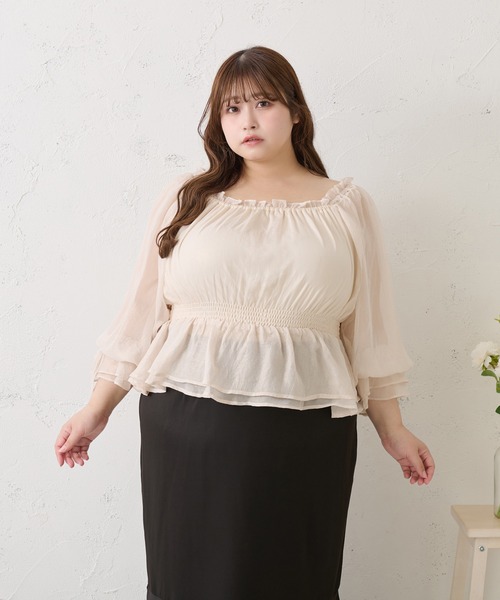 2WAYシフォンシャーリングブラウス Kastane（カスタネ）の「＜再入荷＞2WAYシフォンシャーリングブラウス