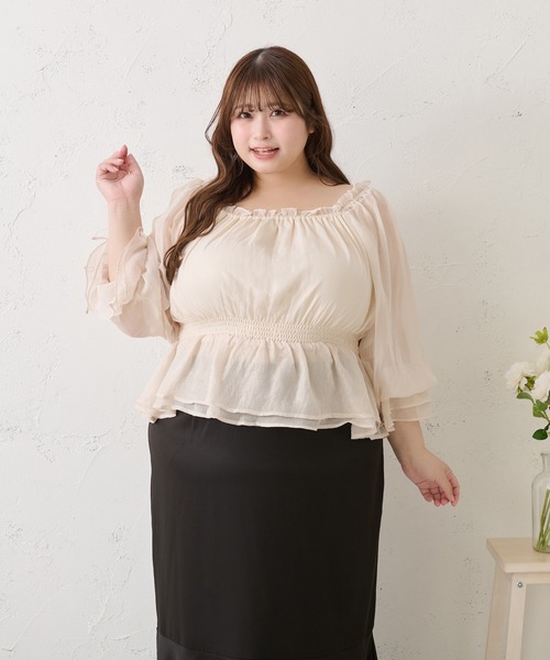 Louiosy(ルオシー)の「【大きいサイズ】2Wayラメシフォンシャーリングブラウス(シャツ/ブラウス・レディース・ピンク/ブルー系その他/アイボリー・4L/X-LARGE/3L)」の17枚目の写真