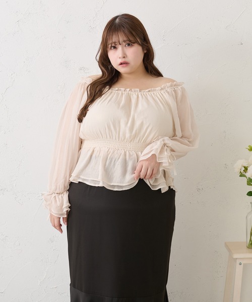Louiosy(ルオシー)の「【大きいサイズ】2Wayラメシフォンシャーリングブラウス(シャツ/ブラウス・レディース・ピンク/ブルー系その他/アイボリー・4L/X-LARGE/3L)」の19枚目の写真