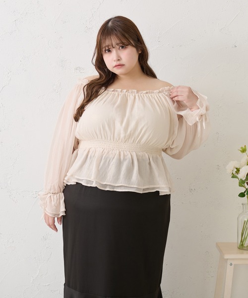 Louiosy(ルオシー)の「【大きいサイズ】2Wayラメシフォンシャーリングブラウス(シャツ/ブラウス・レディース・ピンク/ブルー系その他/アイボリー・4L/X-LARGE/3L)」の13枚目の写真