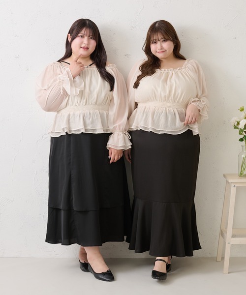 Louiosy(ルオシー)の「【大きいサイズ】2Wayラメシフォンシャーリングブラウス(シャツ/ブラウス・レディース・ピンク/ブルー系その他/アイボリー・4L/X-LARGE/3L)」の22枚目の写真