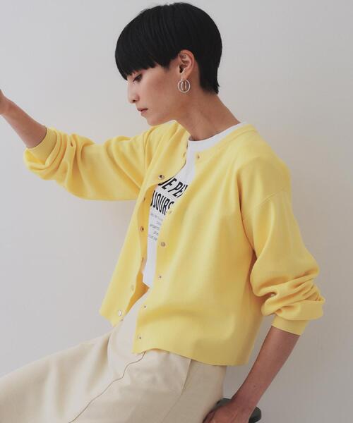 OPAQUE.CLIP（オペークドットクリップ）の「スナップボタンショートニットカーディガン【洗濯機洗い可／抗ピル】（カーディガン/ボレロ・レディース・ホワイト/イエロー系その他/ブルー/ネイビー・38/40/42）」の4枚目の写真