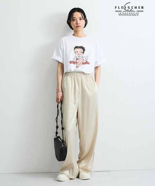 VICKY（ビッキー）の「サテンサイドラインパンツ≪手洗い可能≫（その他パンツ・レディース・オフホワイト/ブラック・M）」の6枚目の写真