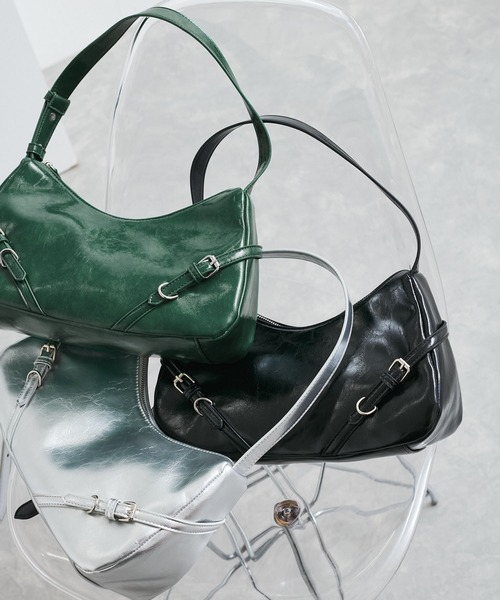 VIS（ビス）の「フロントベルトショルダーバッグ（ハンドバッグ・レディース・ブラック/ダークグリーン/シルバー・FREE）」の13枚目の写真