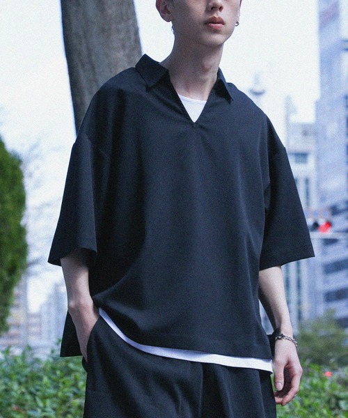 柏原tシャツとハーフパンツ2枚セット セール】【セットアップ 2点セット】『スキッパーシャツ