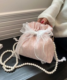 巾着ショルダーバッグ リボン付き 結婚式