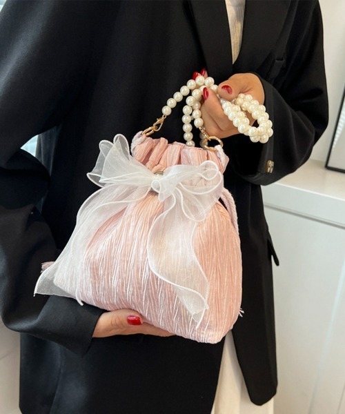 Miniministore(ミニミニストア)の「巾着ショルダーバッグ リボン付き 結婚式(ショルダーバッグ・レディース・パープル/ブラック/ライトピンク/オフホワイト・FREE)」の14枚目の写真