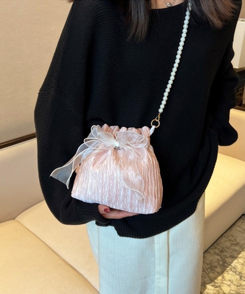 Miniministore(ミニミニストア)の「巾着ショルダーバッグ リボン付き 結婚式(ショルダーバッグ・レディース・パープル/ブラック/ライトピンク/オフホワイト・FREE)」の15枚目の写真