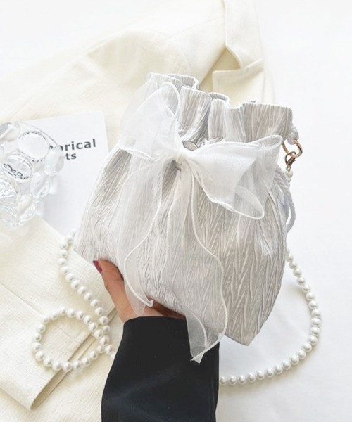 Miniministore(ミニミニストア)の「巾着ショルダーバッグ リボン付き 結婚式(ショルダーバッグ・レディース・パープル/ブラック/ライトピンク/オフホワイト・FREE)」の19枚目の写真