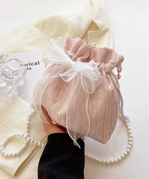 Miniministore(ミニミニストア)の「巾着ショルダーバッグ リボン付き 結婚式(ショルダーバッグ・レディース・パープル/ブラック/ライトピンク/オフホワイト・FREE)」の20枚目の写真