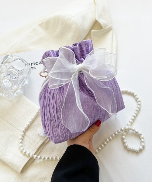 Miniministore(ミニミニストア)の「巾着ショルダーバッグ リボン付き 結婚式(ショルダーバッグ・レディース・パープル/ブラック/ライトピンク/オフホワイト・FREE)」の21枚目の写真