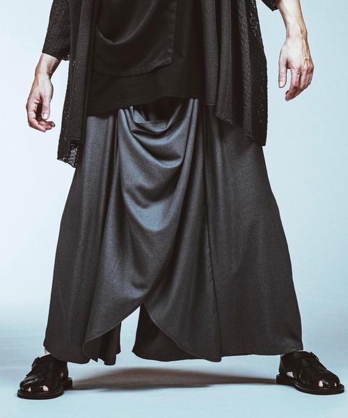 NO ID.】Gather Baggy Drape Trousers / ギャザー バギー ドレープ