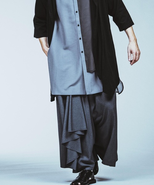 NO ID.】Gather Baggy Drape Trousers / ギャザー バギー ドレープ
