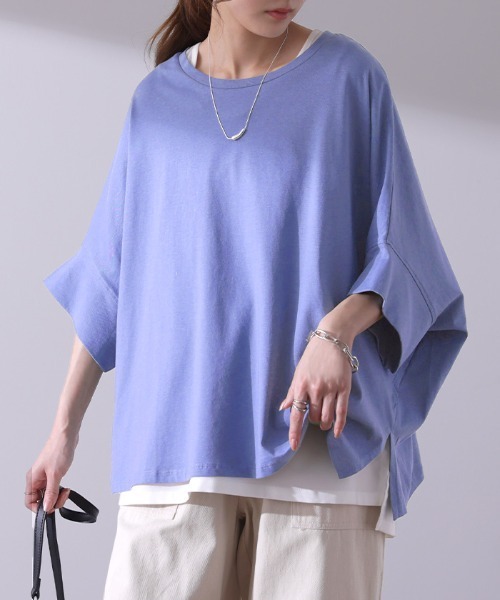 HUG.U(ハグユー)の「変形Tシャツ(Tシャツ/カットソー・レディース・ホワイト/ブラック/ライトブルー/ダークグレー・FREE)」の4枚目の写真