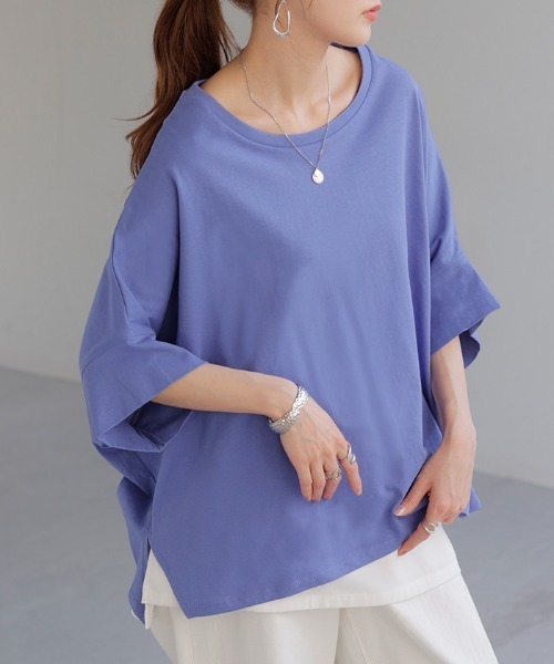 HUG.U(ハグユー)の「変形Tシャツ(Tシャツ/カットソー・レディース・ホワイト/ブラック/ライトブルー/ダークグレー・FREE)」の10枚目の写真