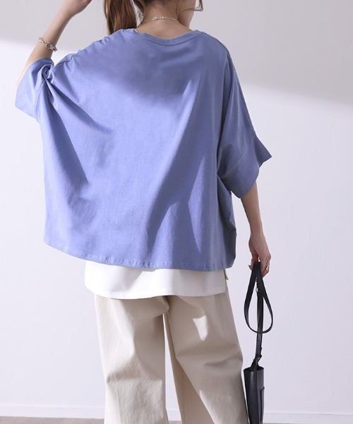 HUG.U(ハグユー)の「変形Tシャツ(Tシャツ/カットソー・レディース・ホワイト/ブラック/ライトブルー/ダークグレー・FREE)」の12枚目の写真