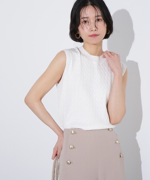 N.(N. Natural Beauty Basic)(エヌエヌナチュラルビューティーベーシック)の「ケーブルニットベスト(ベスト・レディース・ピンク/オフホワイト/ネイビー・MEDIUM)」の14枚目の写真