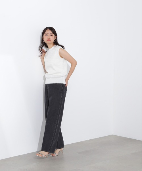 N.(N. Natural Beauty Basic)(エヌエヌナチュラルビューティーベーシック)の「ケーブルニットベスト(ベスト・レディース・ピンク/オフホワイト/ネイビー・MEDIUM)」の8枚目の写真
