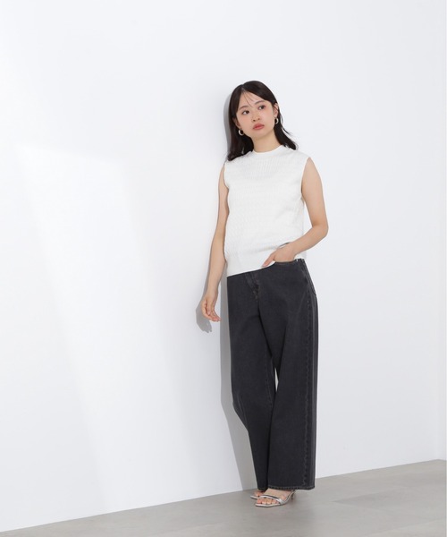 N.(N. Natural Beauty Basic)(エヌエヌナチュラルビューティーベーシック)の「ケーブルニットベスト(ベスト・レディース・ピンク/オフホワイト/ネイビー・MEDIUM)」の9枚目の写真
