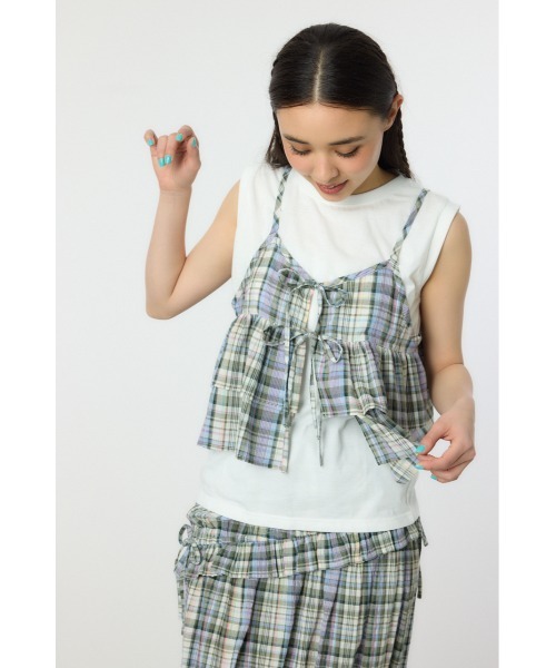 RODEO CROWNS WIDE BOWL（ロデオクラウンズワイドボウル）の「サマーチェックマルチウェイキャミソール（キャミソール・レディース・グリーン系その他/イエロー系その他/レッド系その他・FREE）」の2枚目の写真