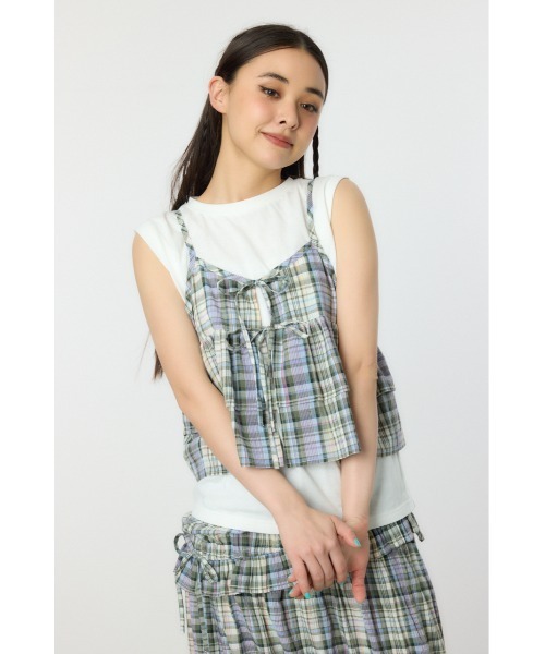 RODEO CROWNS WIDE BOWL（ロデオクラウンズワイドボウル）の「サマーチェックマルチウェイキャミソール（キャミソール・レディース・グリーン系その他/イエロー系その他/レッド系その他・FREE）」の4枚目の写真