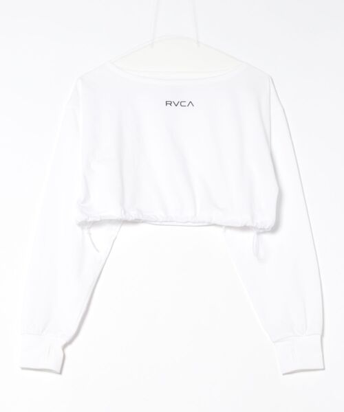 RVCA（ルーカ）の「【RVCA/ルーカ】24SS MINI RVCA CROPPED RG LS TEE/水陸両用ショート丈(短丈)ワンポイントロゴバックプリントドローコード付きプルオーバーラッシュガード(水着)（ラッシュガード・レディース・ブラック/ホワイト・LARGE/MEDIUM）」の5枚目の写真