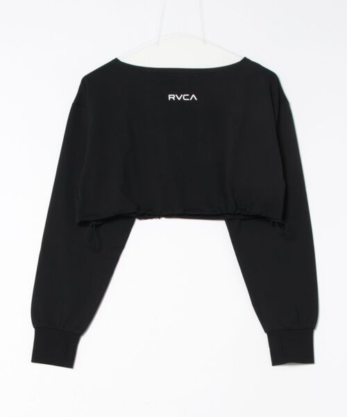 RVCA（ルーカ）の「【RVCA/ルーカ】24SS MINI RVCA CROPPED RG LS TEE/水陸両用ショート丈(短丈)ワンポイントロゴバックプリントドローコード付きプルオーバーラッシュガード(水着)（ラッシュガード・レディース・ブラック/ホワイト・LARGE/MEDIUM）」の3枚目の写真