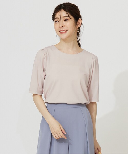 ANY SIS(エニィスィス)の「ハイストレッチスムースタックスリーブ カットソー(Tシャツ/カットソー・レディース・ダークグリーン系/ダークブラウン系/ネイビー系/ワイン系/アイボリー系/イエロー系・0)」の2枚目の写真