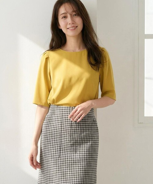 ANY SIS(エニィスィス)の「ハイストレッチスムースタックスリーブ カットソー(Tシャツ/カットソー・レディース・ダークグリーン系/ダークブラウン系/ネイビー系/ワイン系/アイボリー系/イエロー系・0)」の5枚目の写真