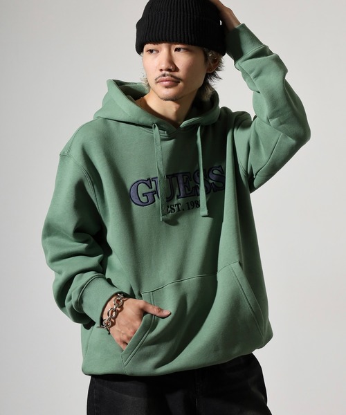 Guess(ゲス)の「GUESS UNI L/SLV HOODIES フーディ パーカー(パーカー・メンズ・ネイビー/グリーン/ライトグレー・S/M/L/XL)」の22枚目の写真