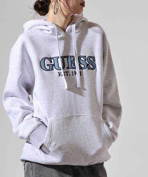 Guess(ゲス)の「GUESS UNI L/SLV HOODIES フーディ パーカー(パーカー・メンズ・ネイビー/グリーン/ライトグレー・S/M/L/XL)」の6枚目の写真